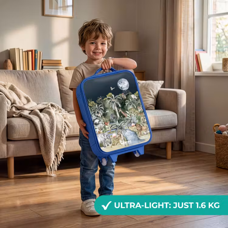 Jungle in de maneschijn Kinderkoffer - Blauw klein -sfeer2_EN