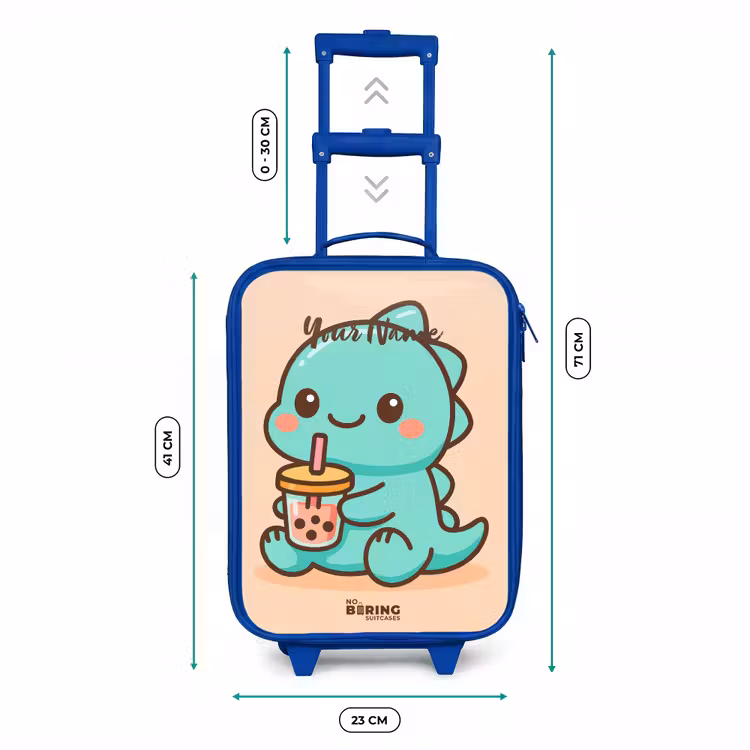 Kawai - Dino - Bubbletea Kinderkoffer - Blauw klein -productfoto_formaten