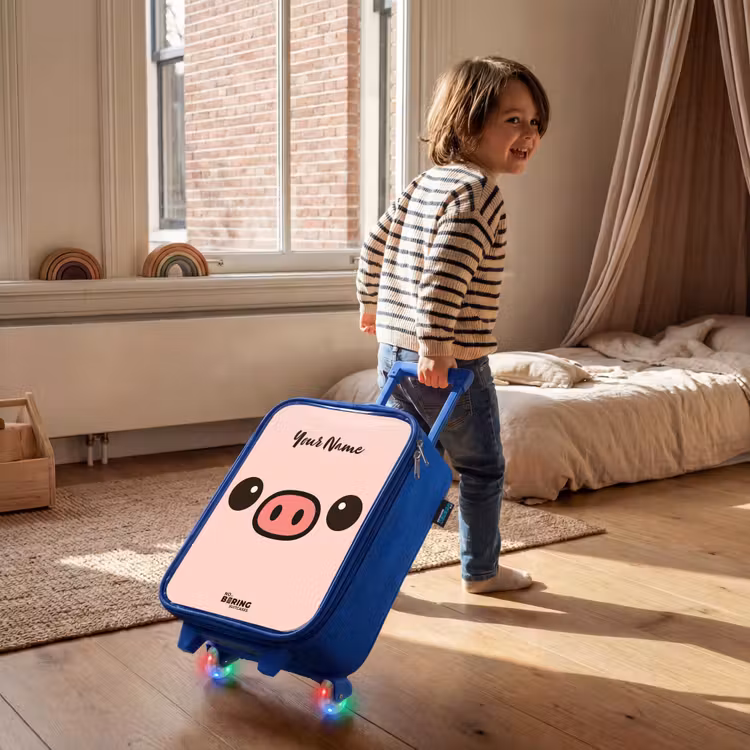 Kawai - Varken - Roze Kinderkoffer - Blauw klein -sfeer1