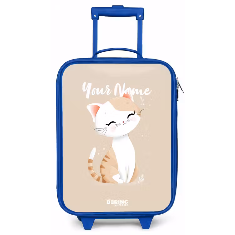 Kitten in de kleuren beige en wit Kinderkoffer - Blauw klein -zz3dotto