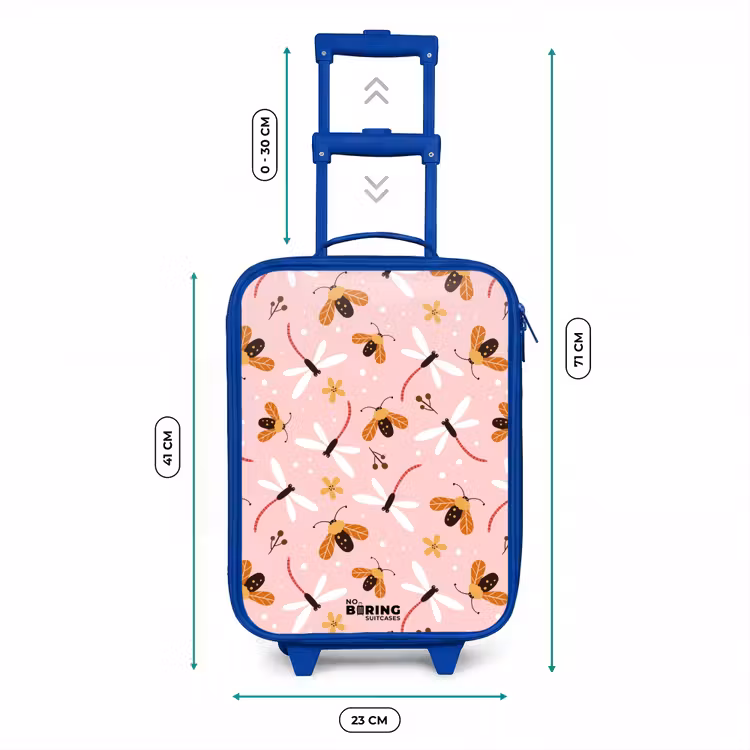 Lieveheersbeestjes en libellen op roze achtergrond Kinderkoffer - Blauw klein -productfoto_formaten