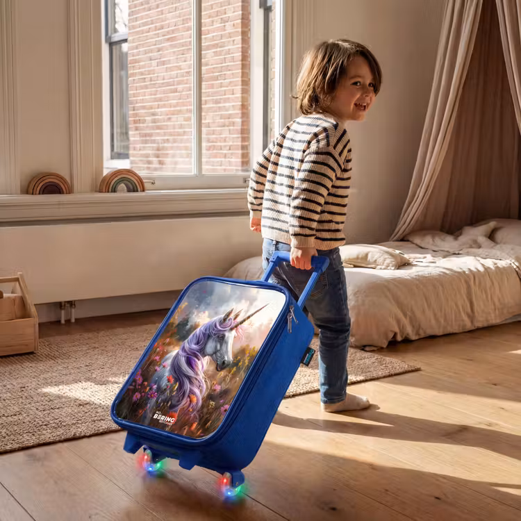 Lavendel lentehoorn Kinderkoffer - Blauw klein -sfeer1