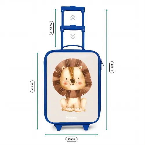 Leeuw illustratie met beige achtergrond Kinderkoffer - Blauw klein -productfoto_formaten