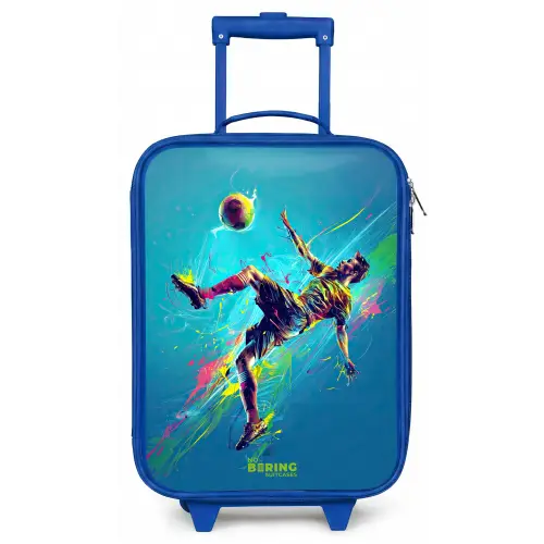 Neon - Voetbal - Schop - Kleurrijk Kinderkoffer - Blauw klein -zz3dotto