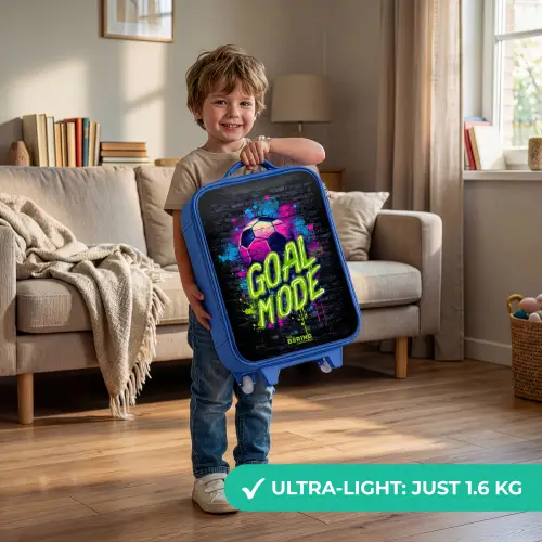 Neon - Graffiti - Voetbal - Kleurrijk Kinderkoffer - Blauw klein -sfeer2_EN