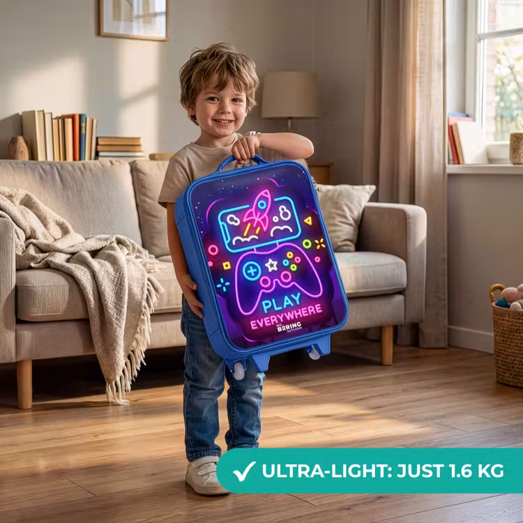 Neonillustratie met een controller Kinderkoffer - Blauw klein -sfeer2_EN