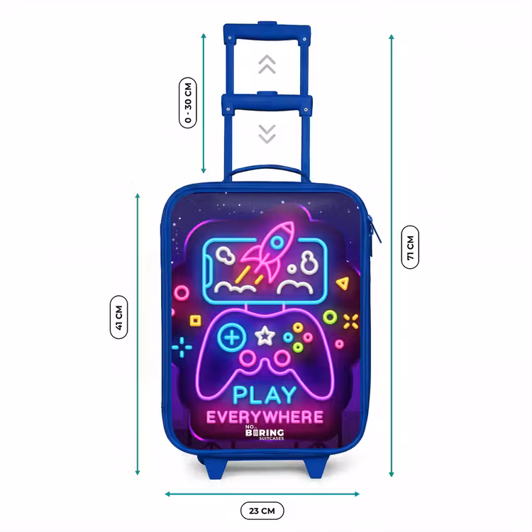 Neonillustratie met een controller Kinderkoffer - Blauw klein -productfoto_formaten
