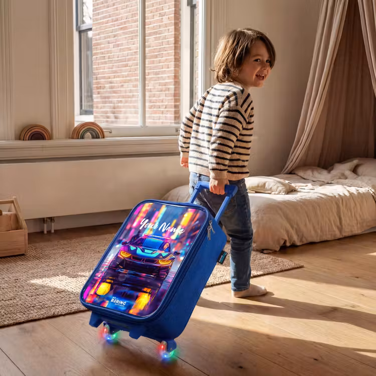 Neon nightcar Kinderkoffer - Blauw klein -sfeer1