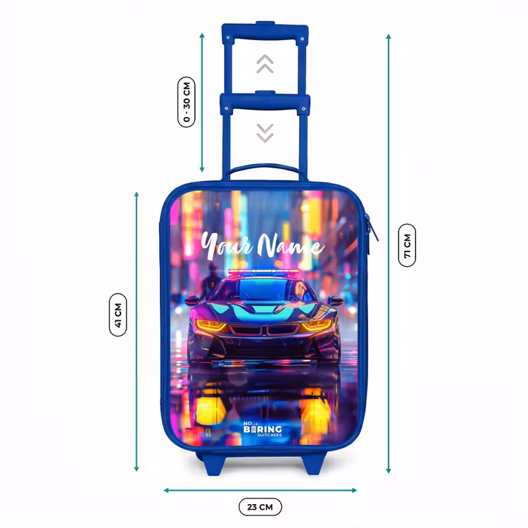 Neon nightcar Kinderkoffer - Blauw klein -productfoto_formaten