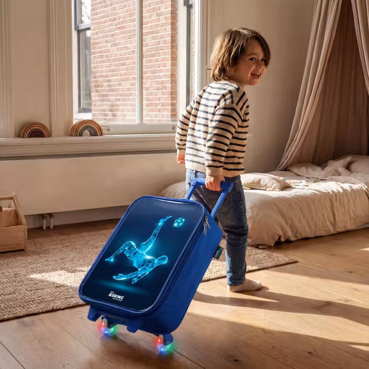 Omhaal in blauw neonvoetbal Kinderkoffer - Blauw klein -sfeer1