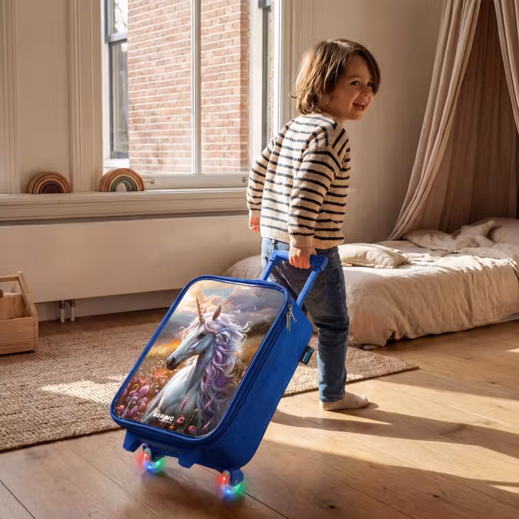 Pastel parelhoorn Kinderkoffer - Blauw klein -sfeer1