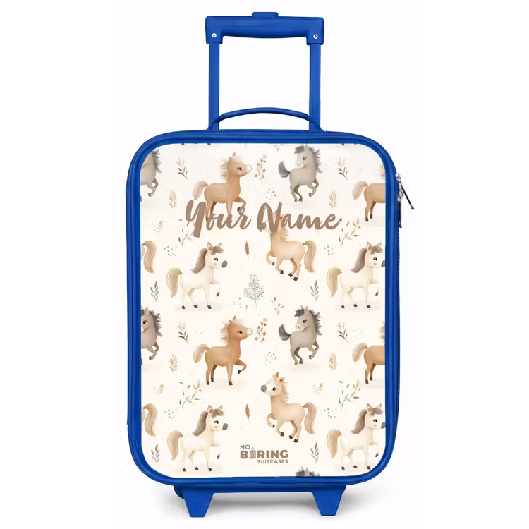 Patroon van veulens in beige en bruin kleuren Kinderkoffer - Blauw klein -zz3dotto