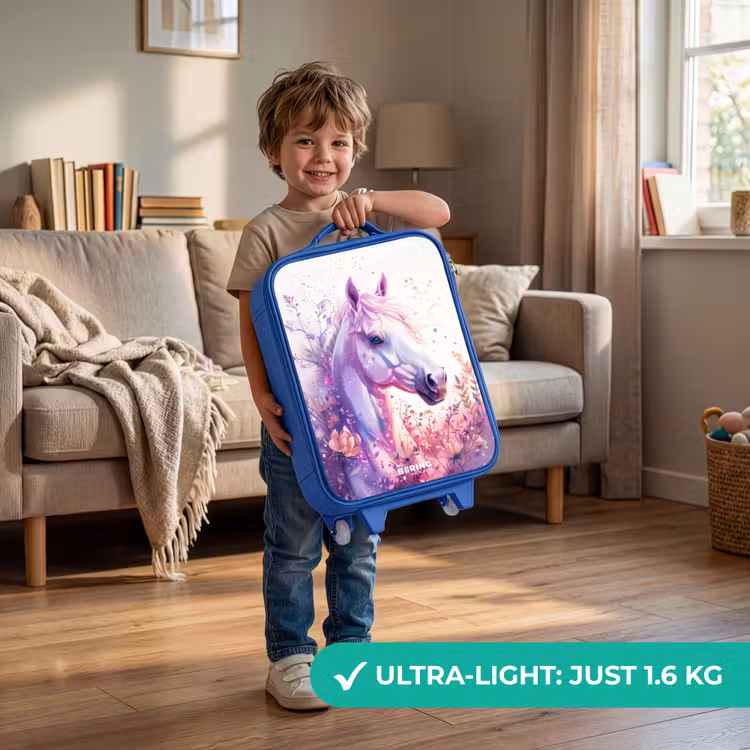 Parelachtige Pony Kinderkoffer - Blauw klein -sfeer2_EN