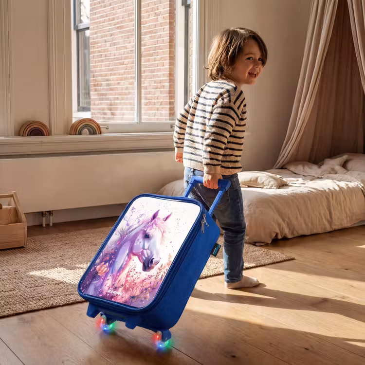Parelachtige Pony Kinderkoffer - Blauw klein -sfeer1