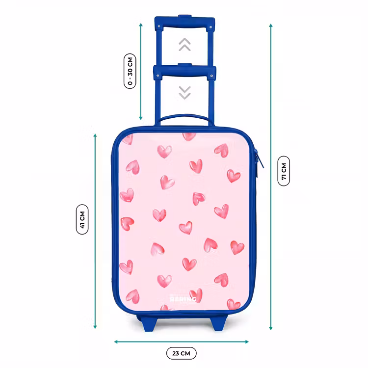 Roze hartjes Kinderkoffer - Blauw klein -productfoto_formaten