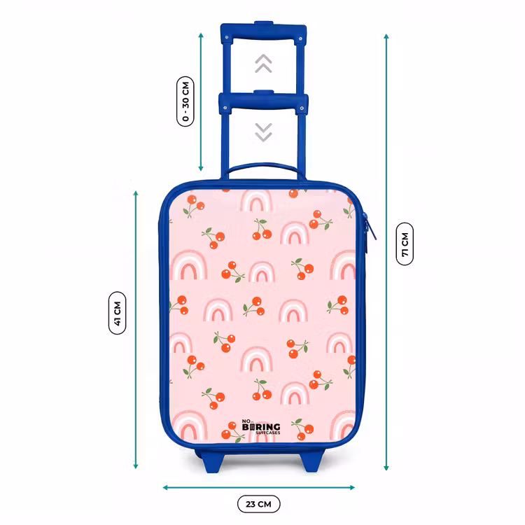 Roze met regenboog en kersen patroon Kinderkoffer - Blauw klein -productfoto_formaten