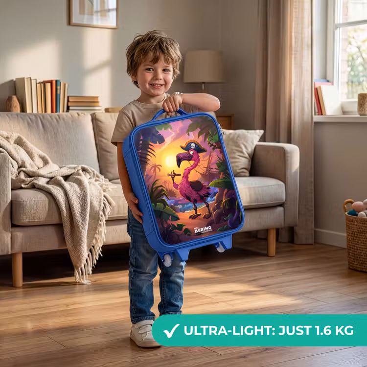 Piraten flamingo op een tropisch pad Kinderkoffer - Blauw klein -sfeer2_EN
