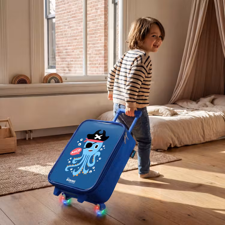 Piraten octopus met een hoed Kinderkoffer - Blauw klein -sfeer1