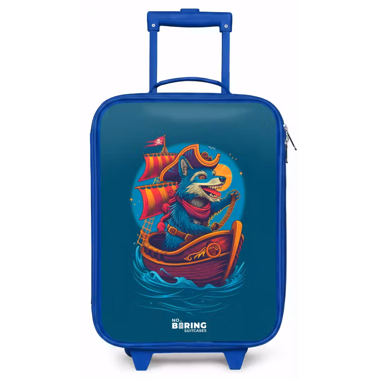 Piraten wasbeer op een boot Kinderkoffer - Blauw klein -zz3dotto