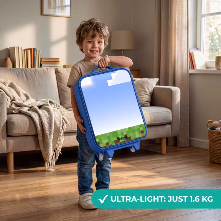 Pixel wereld Kinderkoffer - Blauw klein -sfeer2_EN