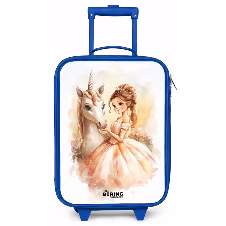 Prinses in jurk met witte eenhoorn Kinderkoffer - Blauw klein -zz3dotto