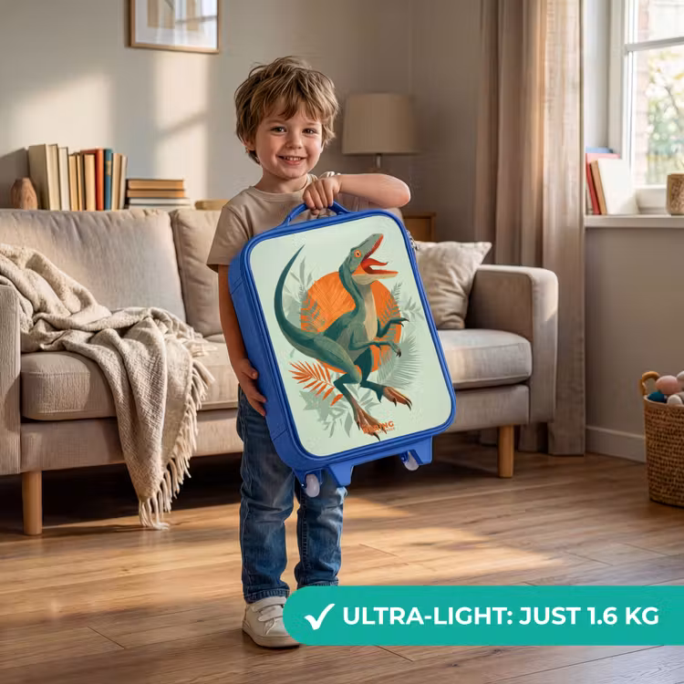 Sluipende jager met bladeren Kinderkoffer - Blauw klein -sfeer2_EN