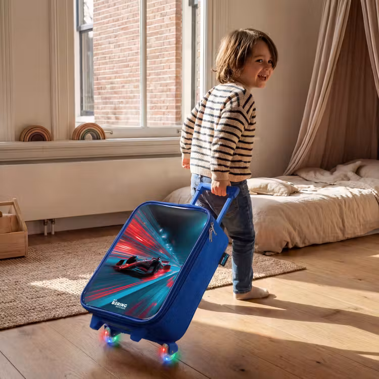 Raceauto - Baan - Neon - Verlichting Kinderkoffer - Blauw klein -sfeer1