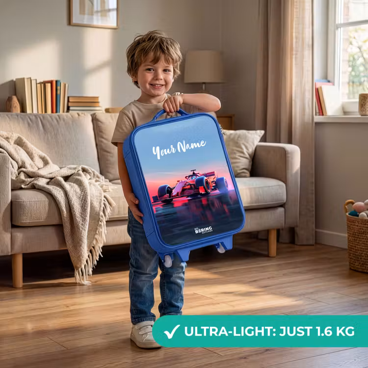 Rode racer Kinderkoffer - Blauw klein -sfeer2_EN