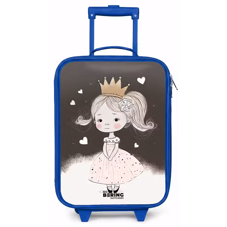 Verlegen prinses met bloem Kinderkoffer - Blauw klein -zz3dotto