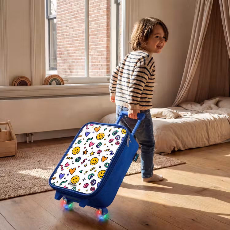 Smiley - Hartje - Ster Kinderkoffer - Blauw klein -sfeer1