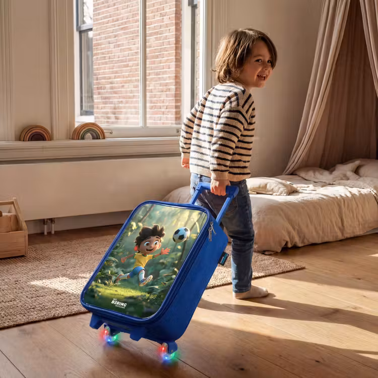 Voetbal - Jongen - Bos Kinderkoffer - Blauw klein -sfeer1