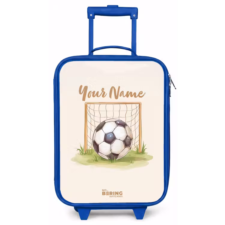 Voetbal in een goal Kinderkoffer - Blauw klein -zz3dotto