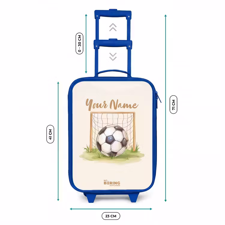 Voetbal in een goal Kinderkoffer - Blauw klein -productfoto_formaten