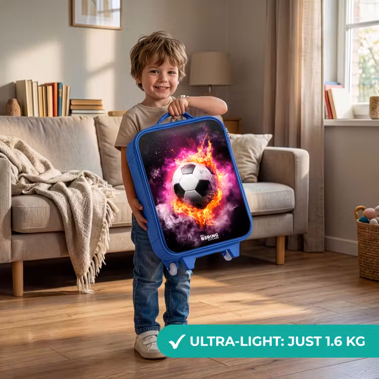 Voetbal in roze vuur explosie Kinderkoffer - Blauw klein -sfeer2_EN