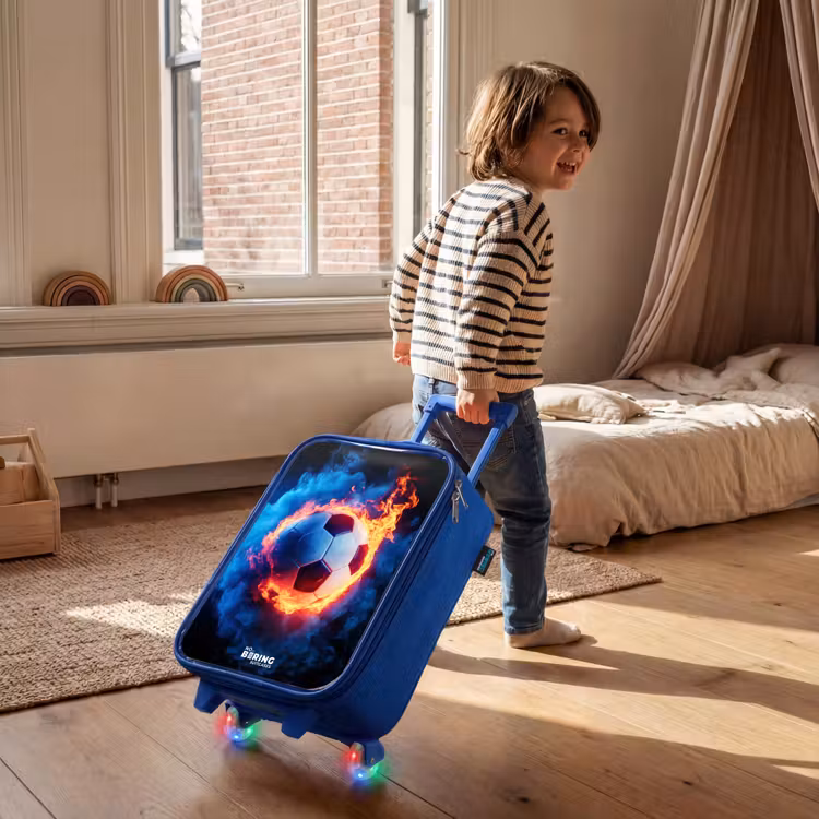 Voetbal in vuur en ijs Kinderkoffer - Blauw klein -sfeer1