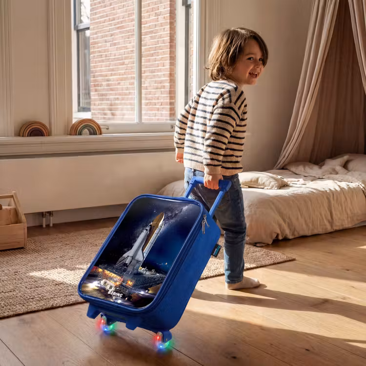 Spaceshuttle die kan opstijgen Kinderkoffer - Blauw klein -sfeer1