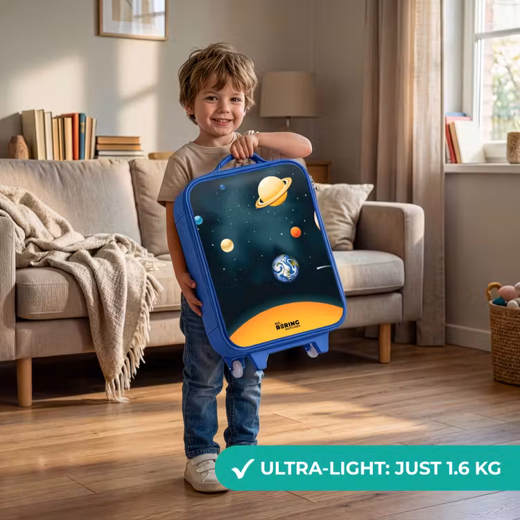 Ruimte met planeten Kinderkoffer - Blauw klein -sfeer2_EN