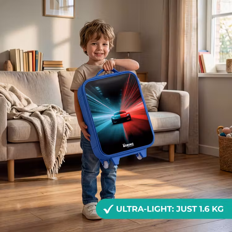 Sportwagen - Lichtstralen - Neon - Blauw Kinderkoffer - Blauw klein -sfeer2_EN