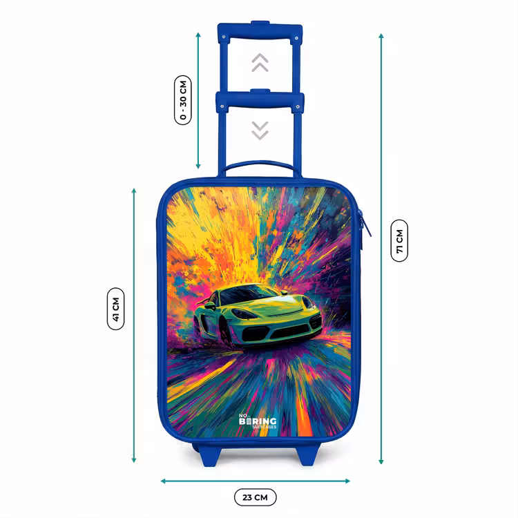Sportwagen - Explosie - Kleurrijk - Verfstrepen Kinderkoffer - Blauw klein -productfoto_formaten