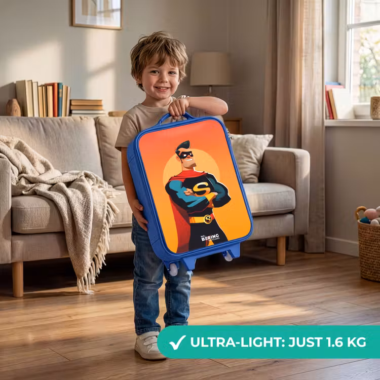 Sunny superhero Kinderkoffer - Blauw klein -sfeer2_EN