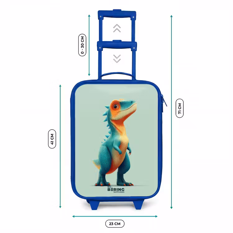 Stoere dino met grote ogen Kinderkoffer - Blauw klein -productfoto_formaten