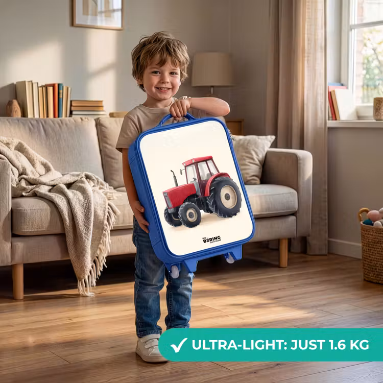 Tractor - Getekend - Rood Kinderkoffer - Blauw klein -sfeer2_EN