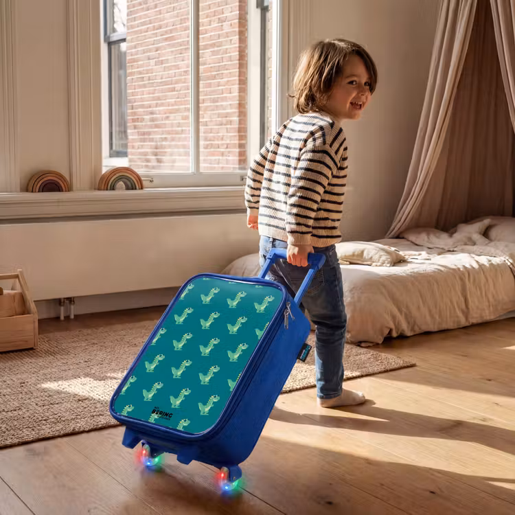 Tyranosaurus specs Kinderkoffer - Blauw klein -sfeer1