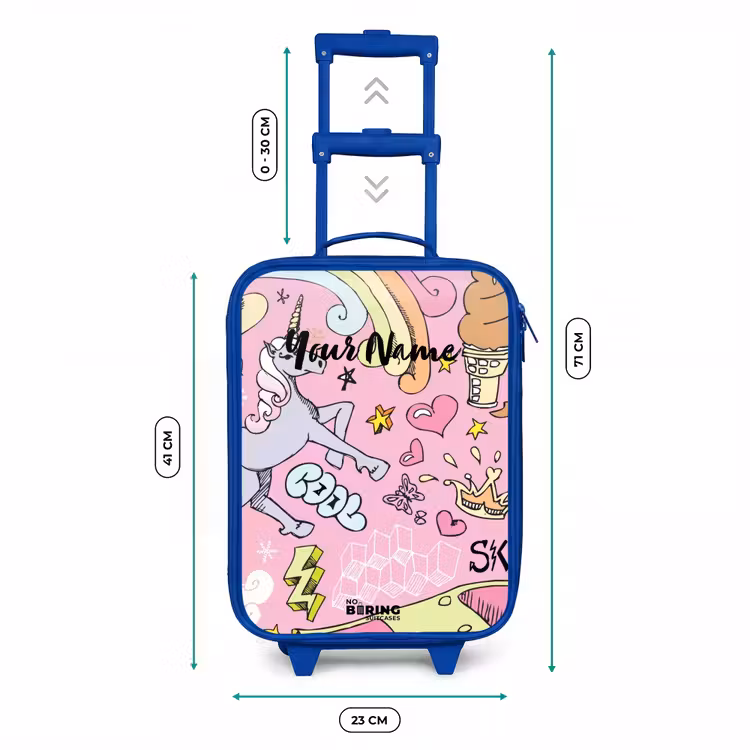 Unicorn doodles Kinderkoffer - Blauw klein -productfoto_formaten
