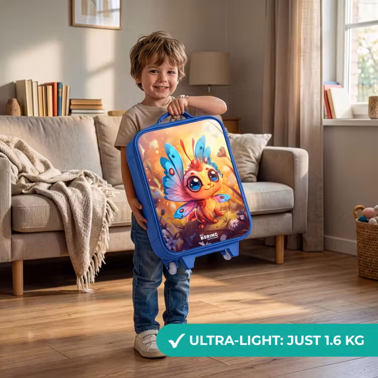 Valerio vlinderachtig Kinderkoffer - Blauw klein -sfeer2_EN