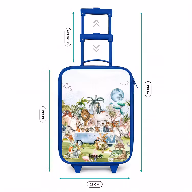 Busje met allemaal dieren Kinderkoffer - Blauw klein -productfoto_formaten