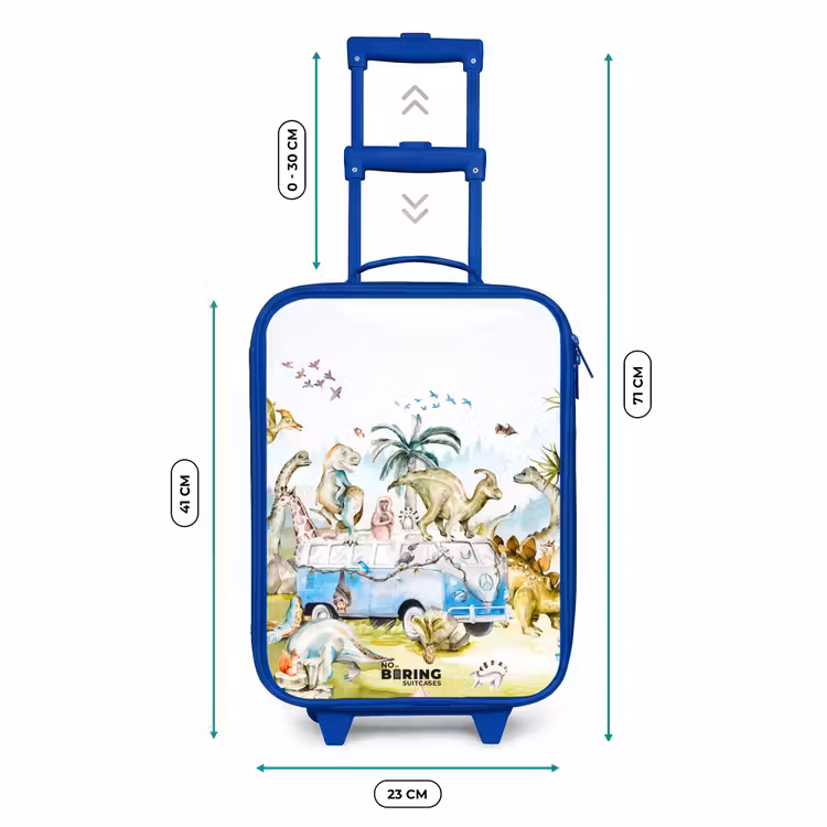 Busje met dino's Kinderkoffer - Blauw klein -productfoto_formaten