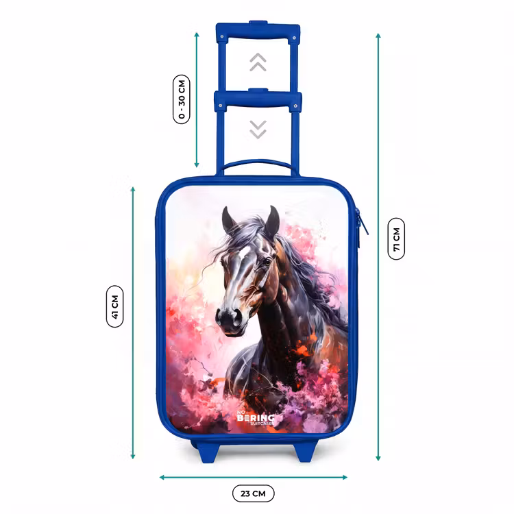 Aquarel paard in kleurexplosie Kinderkoffer - Blauw klein -productfoto_formaten