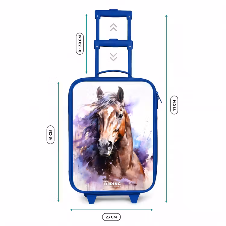 Aquarel paard met kleurrijke spatten Kinderkoffer - Blauw klein -productfoto_formaten
