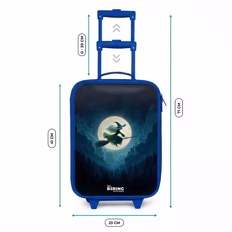 Heks in Maanlichtvlucht Kinderkoffer - Blauw klein -productfoto_formaten